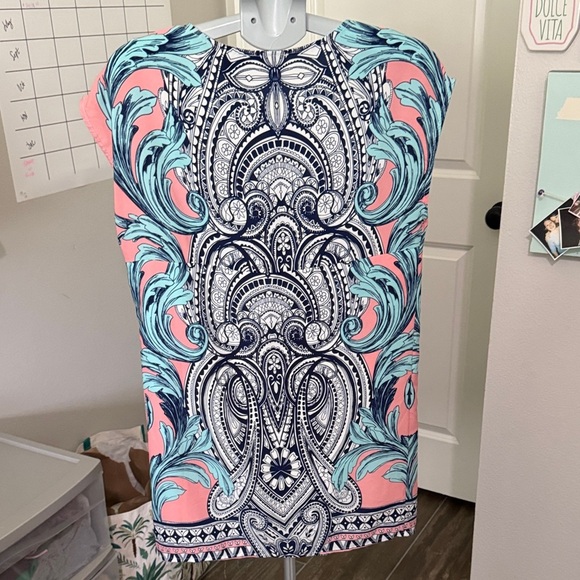 Black Bead Pink and Blue Patterned Dress - Picture 4 of 8